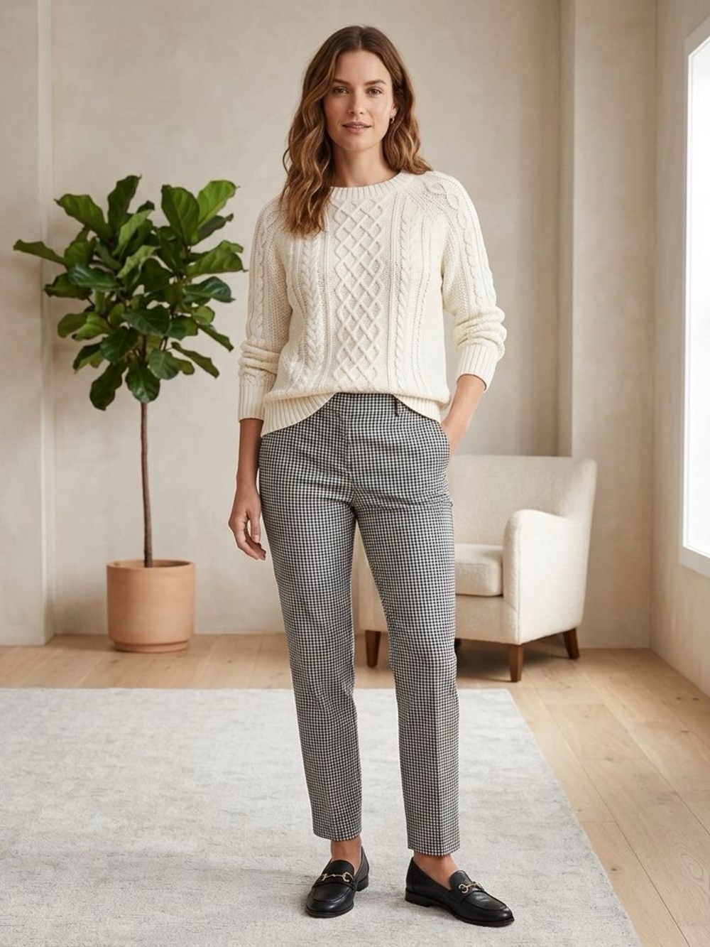 Loft curvy fit gingham pants